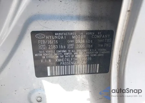 2017 Hyundai Elantra Se z USA, uszkodzony, nr VIN KMHD74LF1HU115839